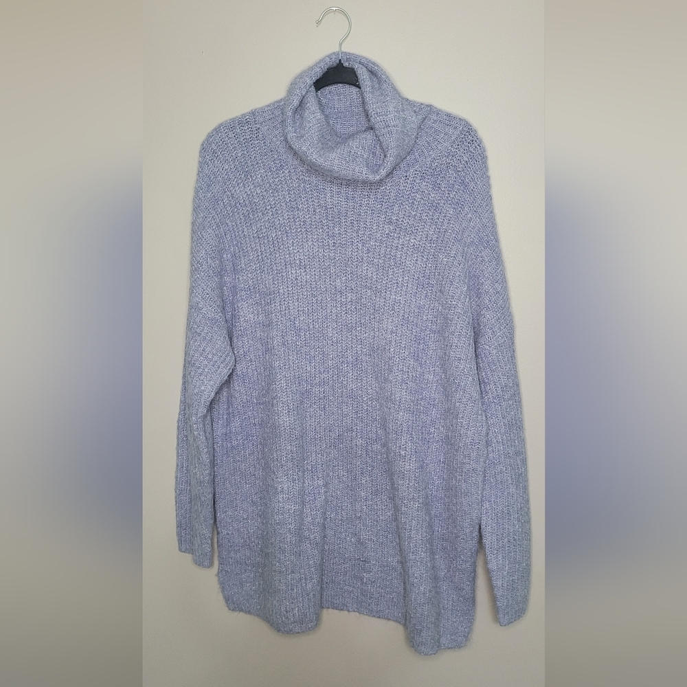 Contemporaine Simons Cozy Women's Turtleneck Sweater Blue Oversized Slouchy
